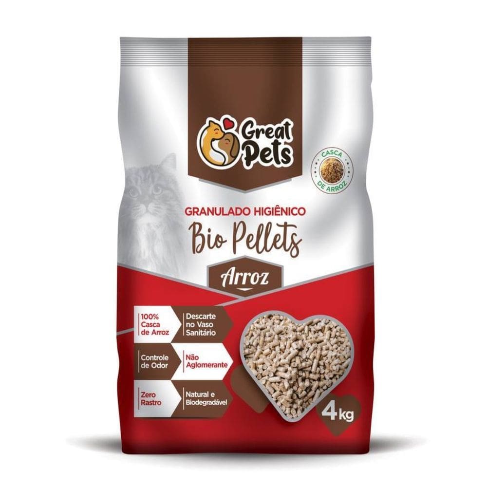 Areia Granulado Gatos 4kg Não Suja Patas de Casca de Arroz