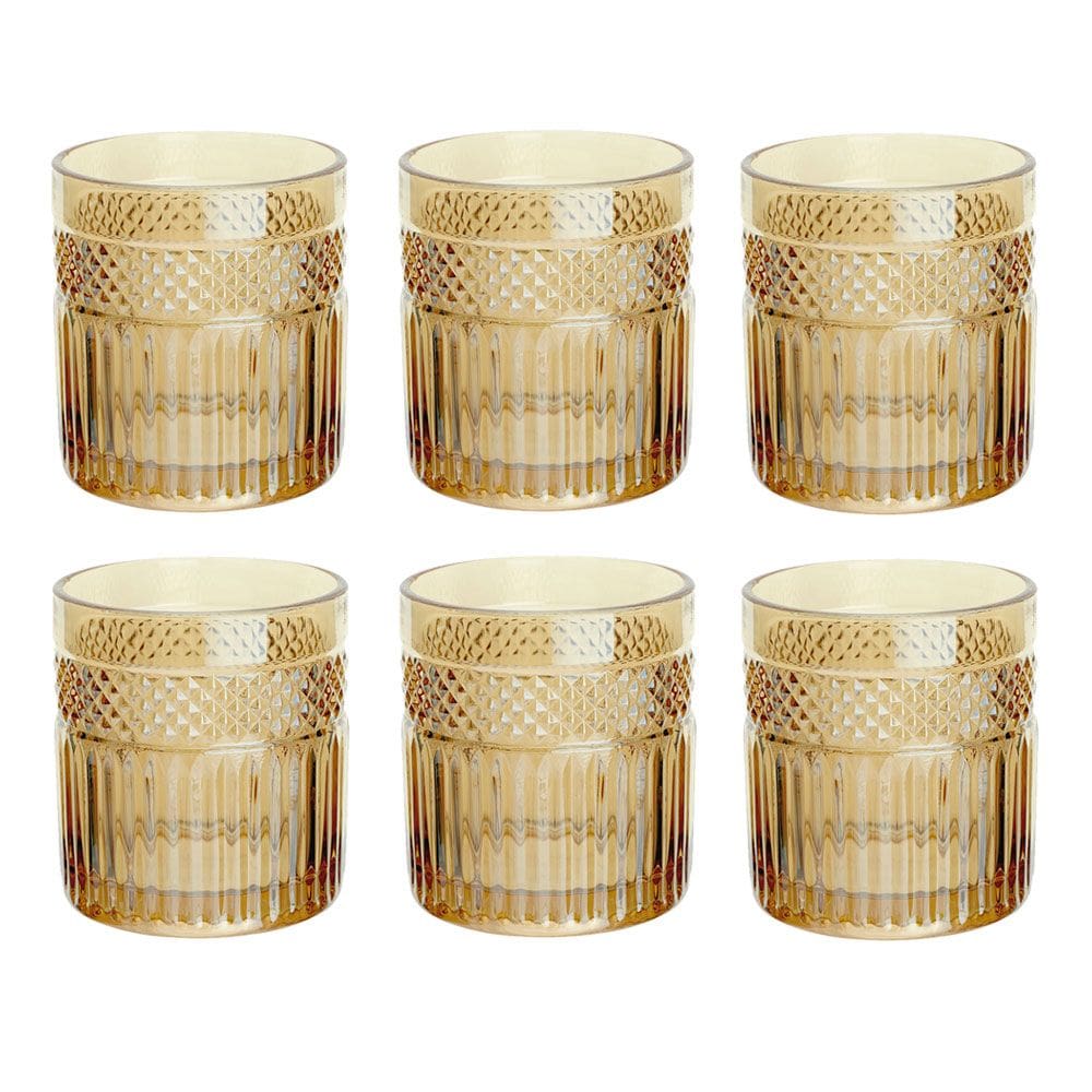 Jogo de 6 Copos em Cristal Âmbar Luster 330ml - 9,3x2cm