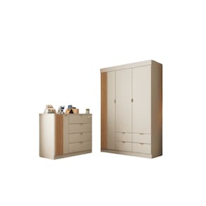 Quarto Infantil Bebê Ayla Cômoda E Guarda Roupa OffWhite