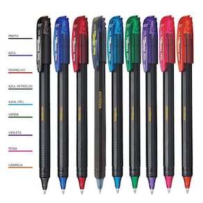 Kit 09 Canetas PENTEL Gel Energel Makkuro 0.7mm Ponta Fina