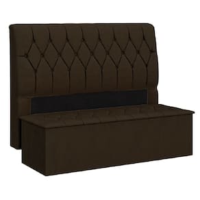 Cabeceira Com Calçadeira Baú Istambul Cama Box Casal Chocolate Dobuê