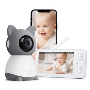 Monitor de bebê Yeluor 2K com câmera e áudio, tela de 5 polegadas, visão noturna