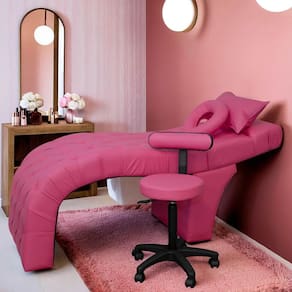 Maca Estética Charme + Mocho Tapeçado Corino - SOFA STORE Cor:Corino Pink