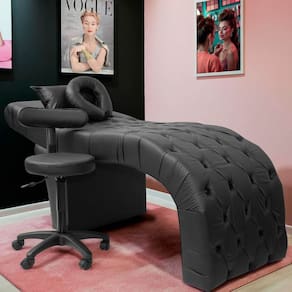 Maca Estética Para Extensão De Cílios  Charme + Mocho Tapeçado Corino Preto