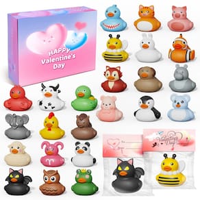 Pacote de 24 Rubber Duck para o Dia dos Namorados com cartões de dia dos namorados para crianças