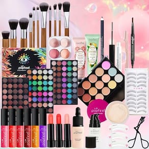 Kit de Maquiagem POPFEEL Pinceis, Paleta de Sombras e Batons