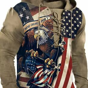 Moletom Masculino Casual Estampado Aguia USA ElaShopp