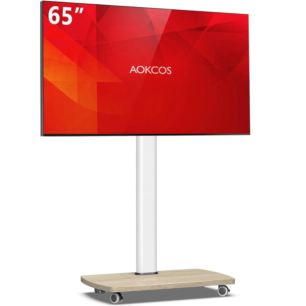 Suporte de TV AOKCOS Rolling Mobile Stand 32-65” 60° giratório branco