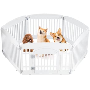 Dog Playpen SMUG de 6 painéis 60x60x60cm dobrável portátil branco