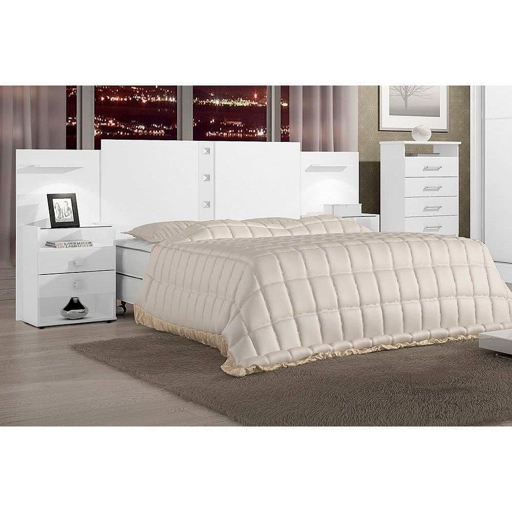 Cabeceira Para Cama De Casal-queen Rubi 2 Mesas De Cabeceira Branco