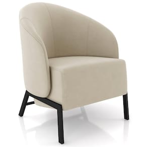 Poltrona Decorativa Para Sala Living Pés Industrial Sierra K01 Veludo Bege - Lyam Decor