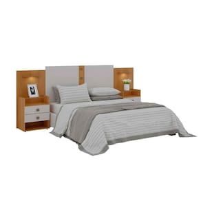 Cabeceira Para Cama De Casal-queen Rubi 2 Mesas De Cabeceira Cinamomo Off