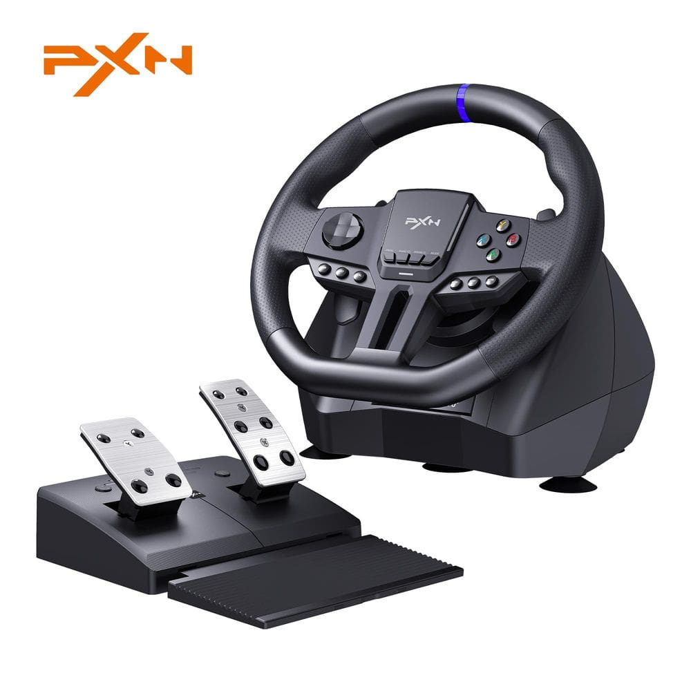 Volante de corrida para PC PXN V900 GEN2 270°/900° com pedais RGB