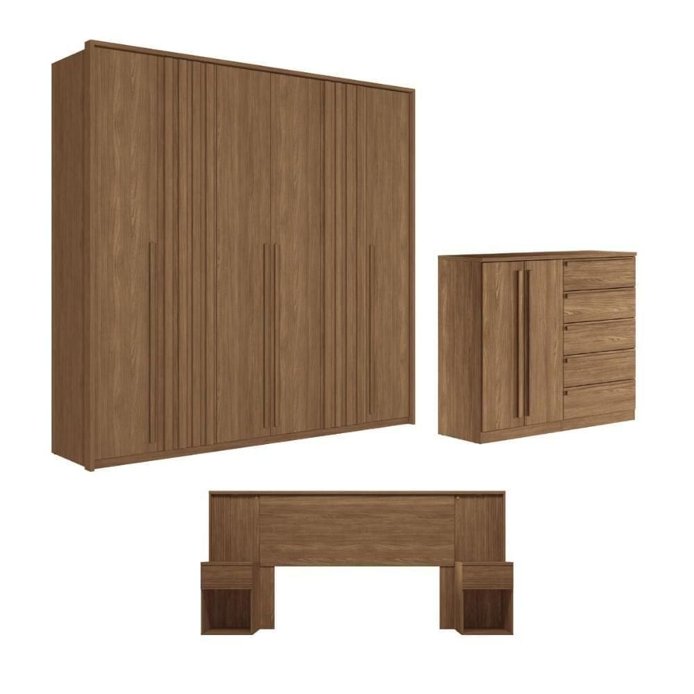 Conjunto Quarto Completo Com Espelho Sydney Jatoba Areia