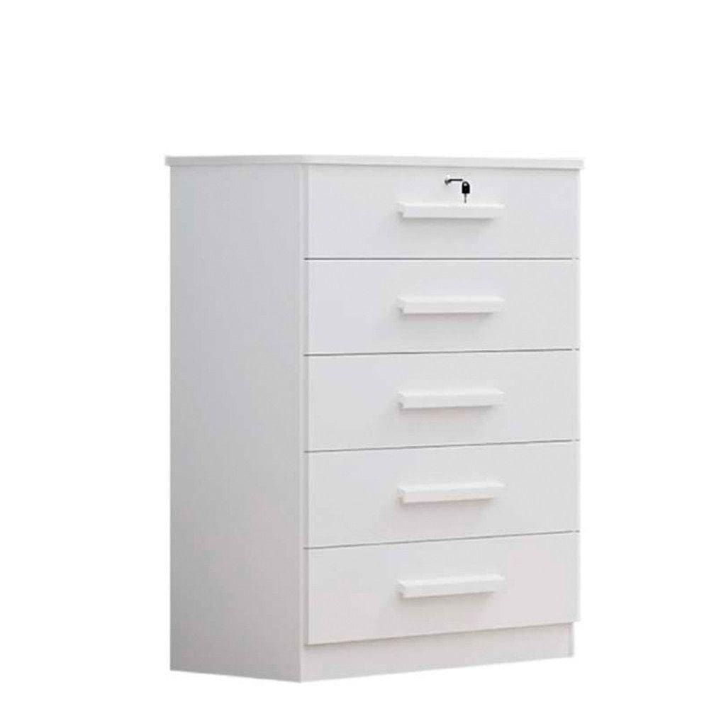 Cômoda Solteiro 5 Gavetas Ipanema 100% Mdf D Doro Móveis Branco