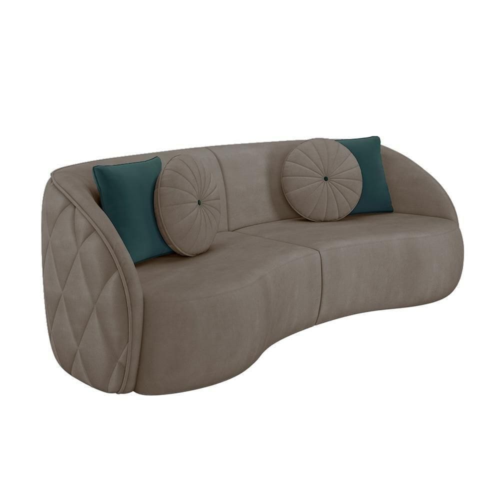 Sofá 3 Lugares Para Sala Living Olimpo 288 Cm M03 Veludo Bege Escuro Lyam Decor