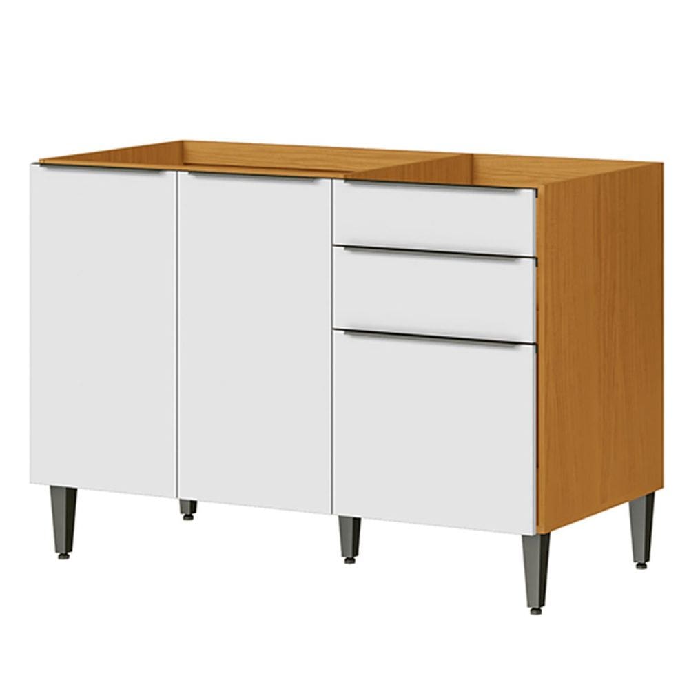 Balcão de Pia 100% MDF 3 Portas 2 Gavetas 120cm Luna