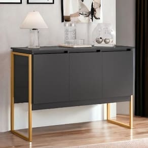 Buffet Aparador De Sala Jantar Com Pés Dourado Preto Dourado