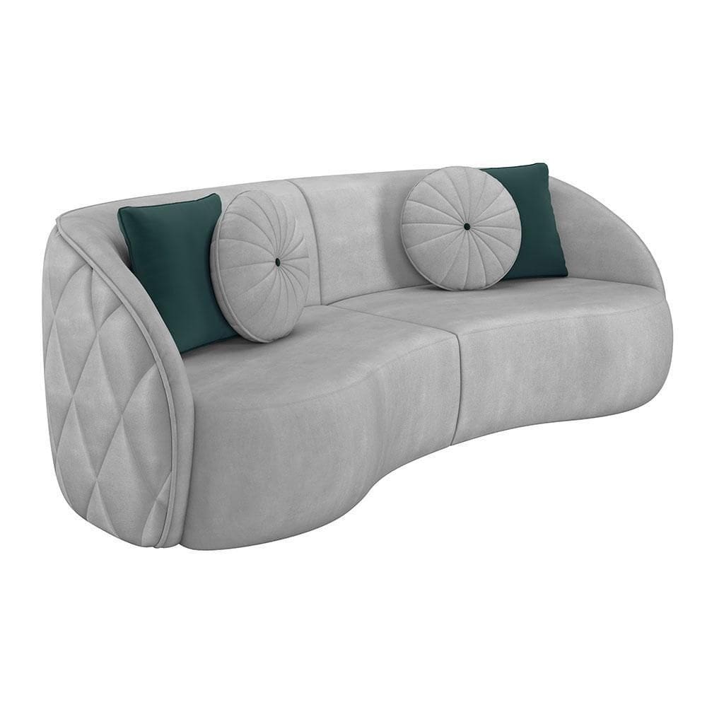 Sofá 3 Lugares Para Sala Living Olimpo 240 Cm M03 Veludo Cinza Claro Lyam Decor