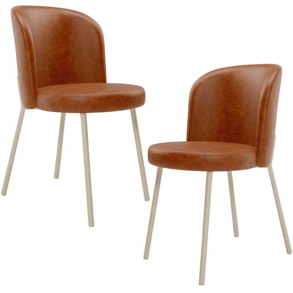 Kit 2 Cadeiras Sala De Jantar Estofada Gavi Arena L02 Couríssimo Camel Lyam Decor