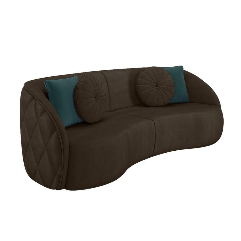 Sofá 4 Lugares Para Sala Living Olimpo 318 Cm M03 Veludo Marrom Lyam Decor
