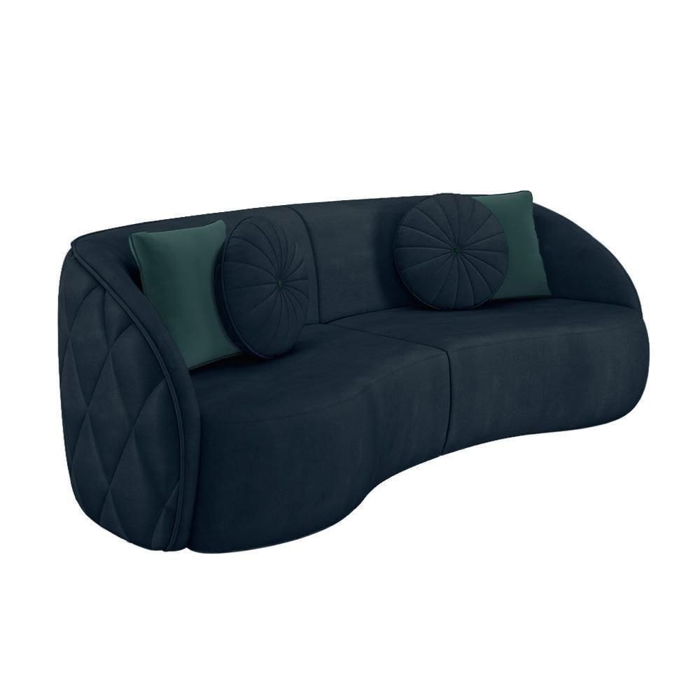 Sofá 3 Lugares Para Sala Living Olimpo 240 Cm M03 Veludo Marinho Lyam Decor