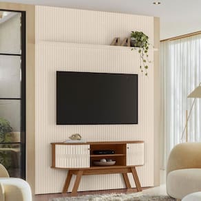 Conjunto Painel E Estante Frostgate Naturale Off White