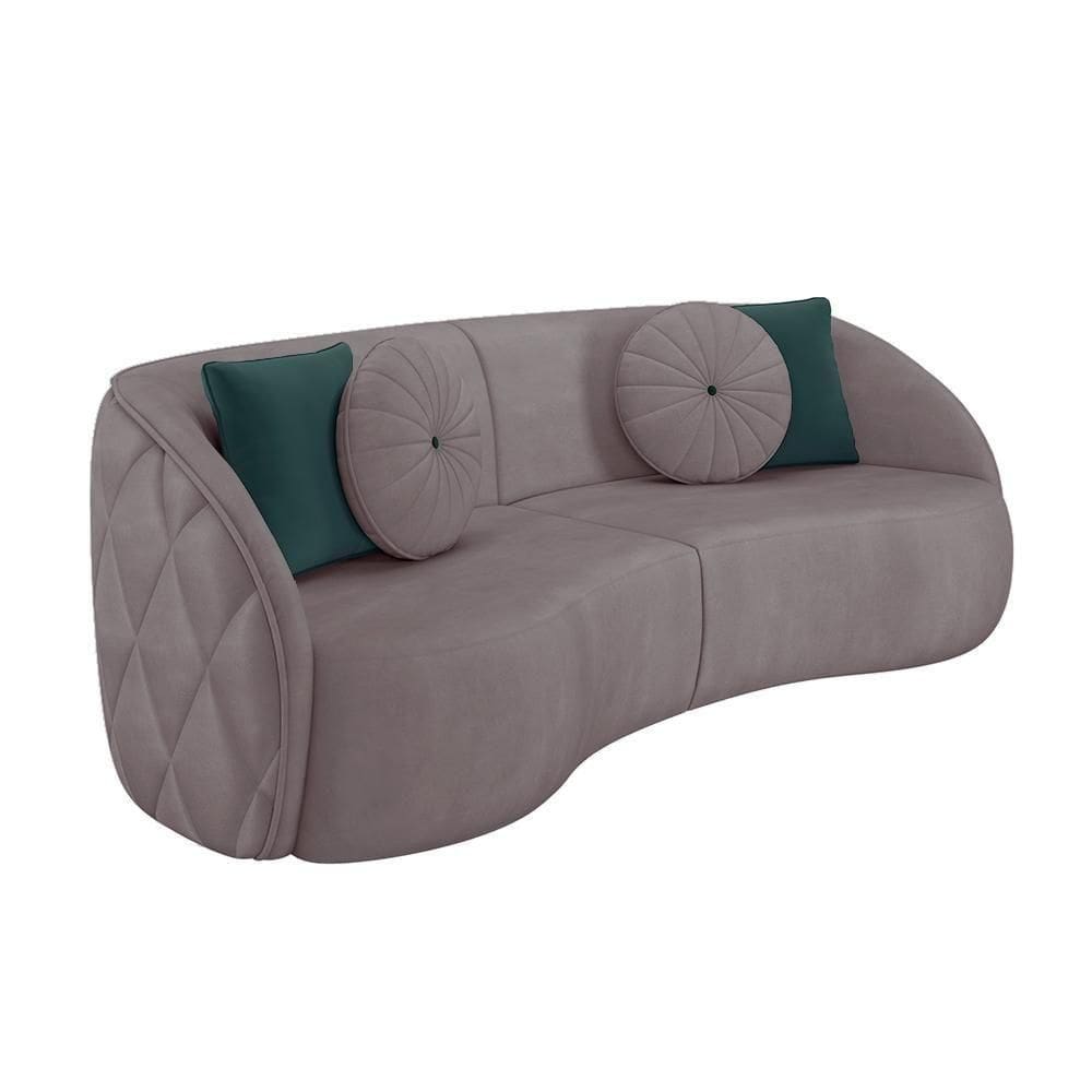 Sofá 3 Lugares Para Sala Living Olimpo 288 Cm M03 Veludo Rosê Lyam Decor