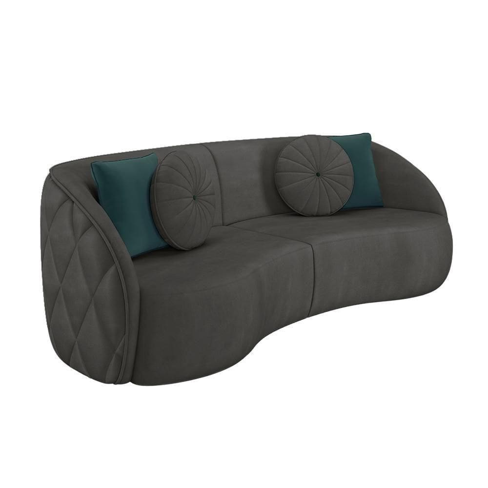 Sofá 3 Lugares Para Sala Living Olimpo 240 Cm M03 Veludo Cinza Escuro Lyam Decor