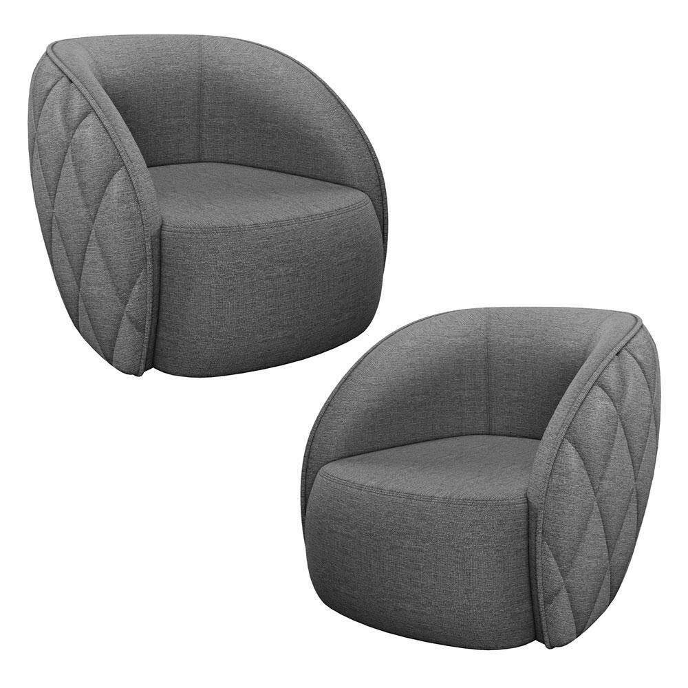 Kit 02 Poltronas Decorativa Para Sala Living Olimpo M03 Linho Produto - Lyam Decor