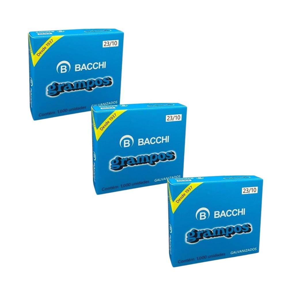 KIT 03 Grampo Para Grampeador 23/10 Galvanizado Caixa 1000 Unidades Bacchi
