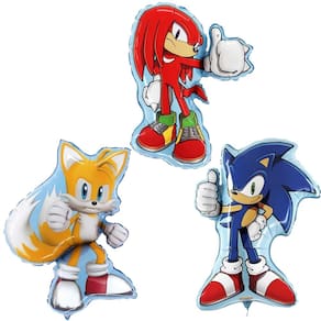 Pacote de balões metalizados Toyland® Sonic & Friends 74 cm, 84 cm e 66 cm
