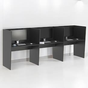 Estação De Trabalho Escritório Mesa Call Center 3 Lugares Preto