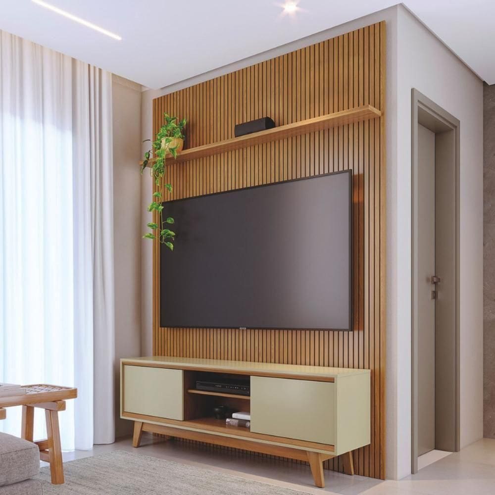 Conjunto Painel E Rack Moonshadow Cumaru Opala