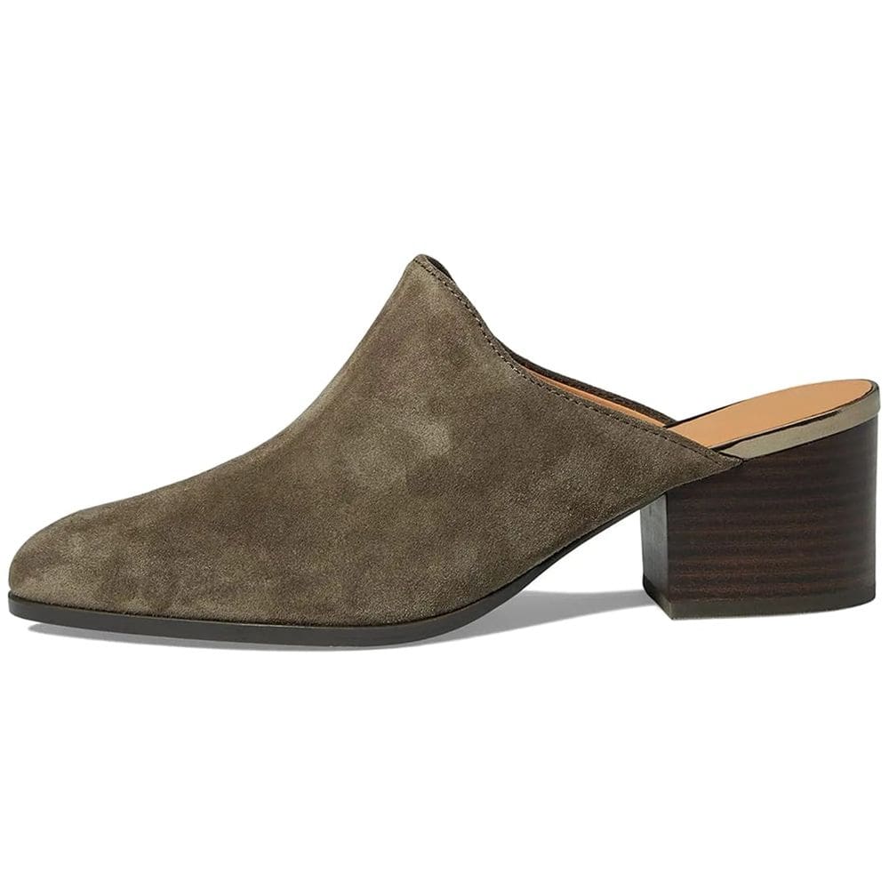 Sandal Mules Dystralix para mulher, salto grosso, camurça verde