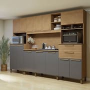 Armário de Cozinha 13 Portas 2 Gavetas Capitólio Cinamomo/Grafite