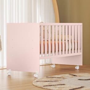 Berço Grade fixa Doce Sonho Reto 95,0cm x 132,4cm x 64,0cm Rosa
