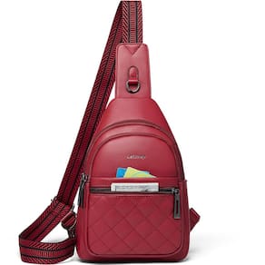 Bolsa de estilingue LATMAP em couro sintético vermelha para mulheres
