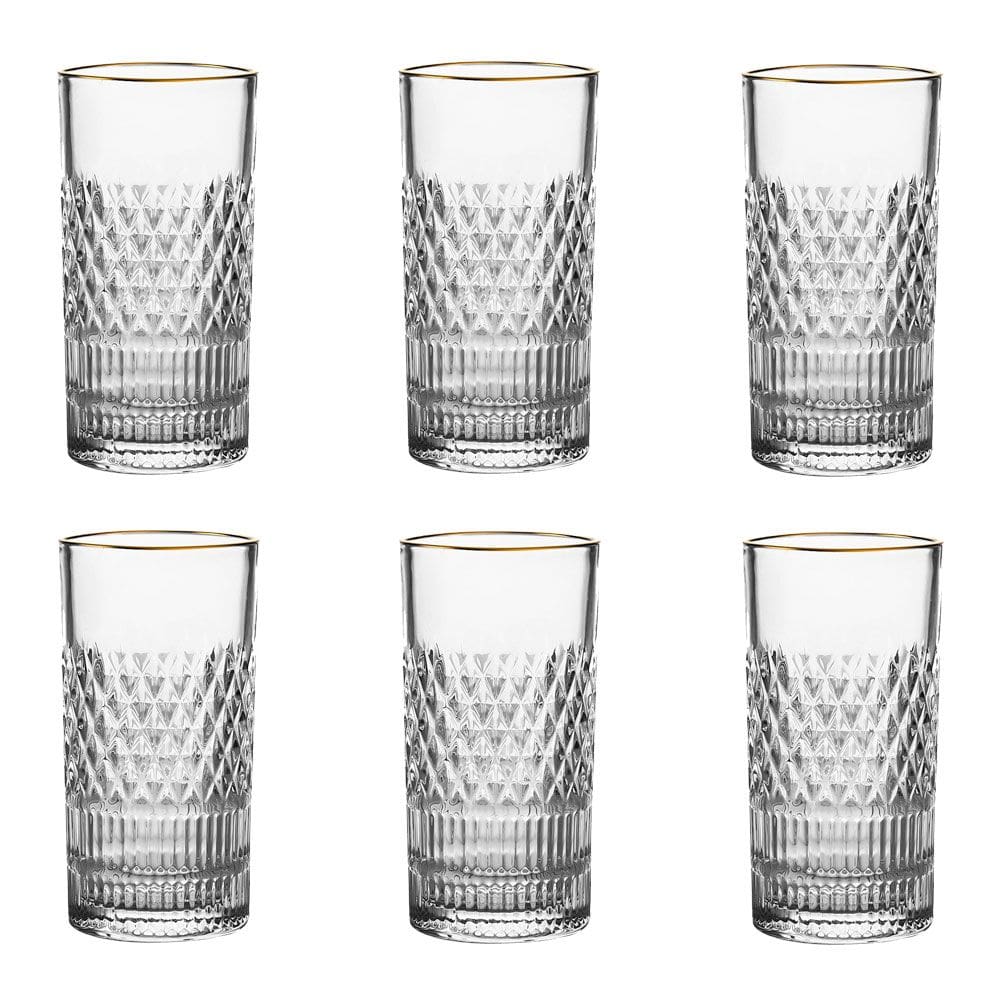 Jogo de 6 Copos em Cristal com Borda Dourada 350ml