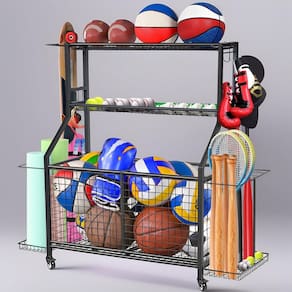 Organizador de equipamentos esportivos LALA IKAI com rack de armazenamento de bolas
