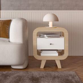 Mesa Auxiliar Nice com entrada USB Nature Branco