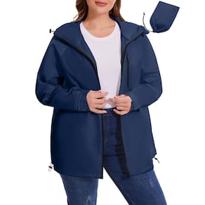 Casaco de chuva Aavoogue Plus Size impermeável Windbreaker Navy 3XL