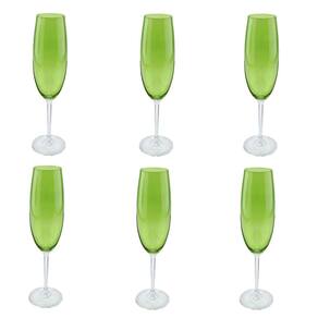 Jogo de 6 Taças em Cristal para Champanhe Verde Bandeira - 220ml