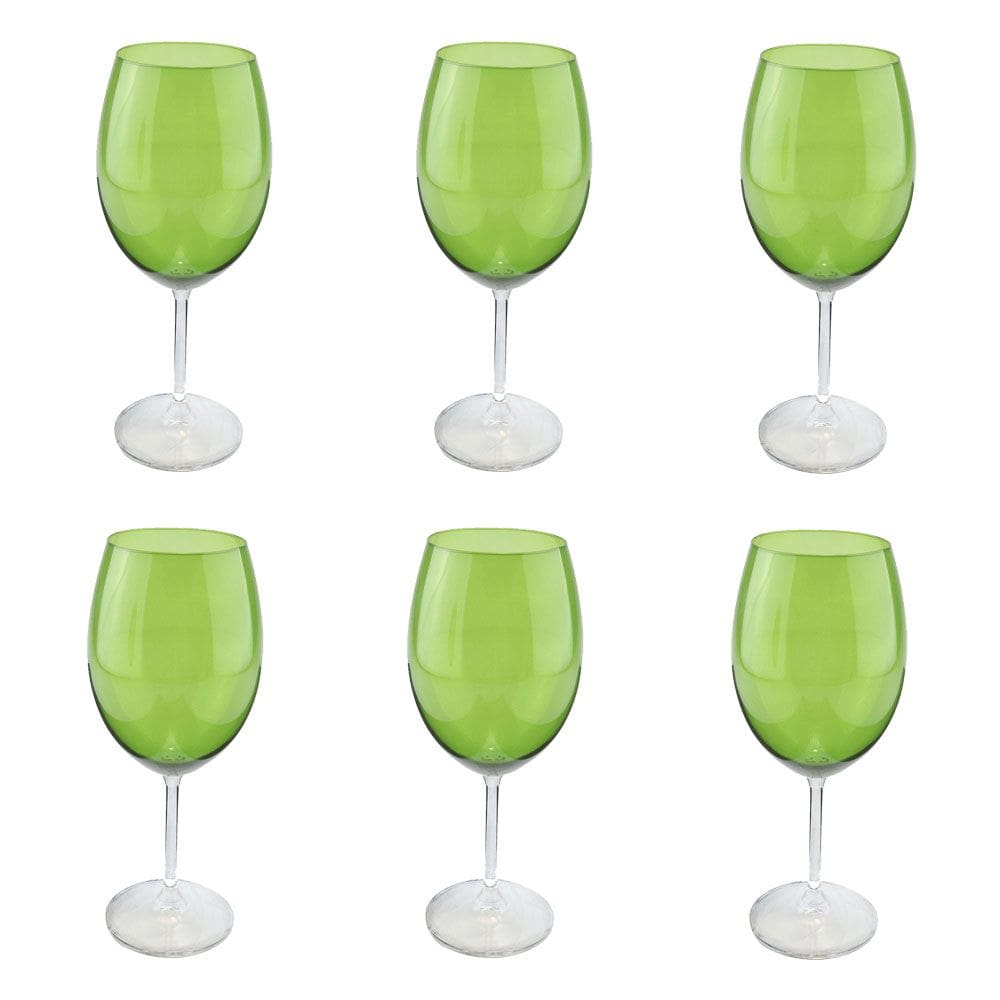 Jogo de 6 Taças em Cristal para Água Verde Bandeira - 580ml