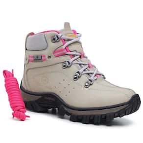 Bota Feminina Couro Aventura Trilha Cano Baixo Confortável