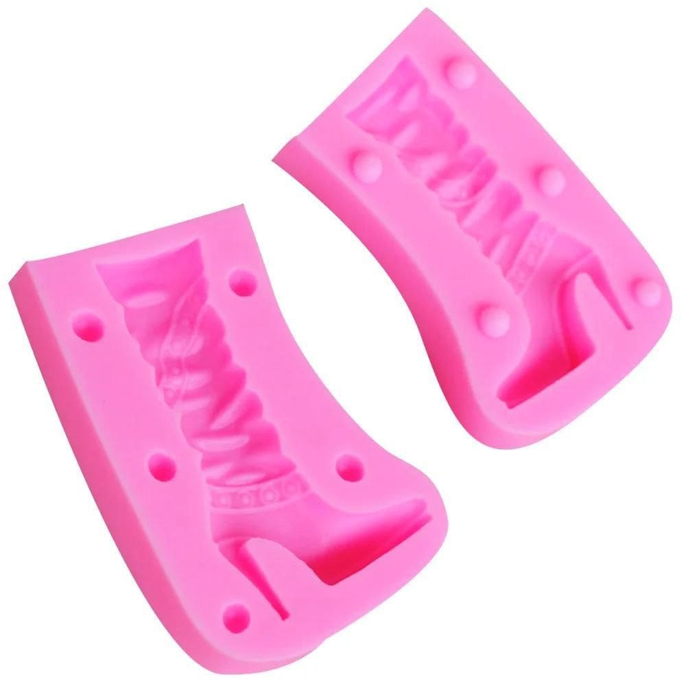 Molde Silicone Botas Sapato Salto 3D Fondant Biscuit Resina