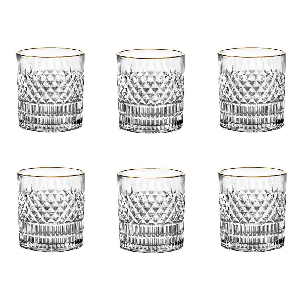 Jogo de 6 Copos em Cristal com Borda Dourada 310ml