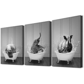 Conjunto de 3 peças para decoração de parede de banheiro iWorldArt Funny Animal