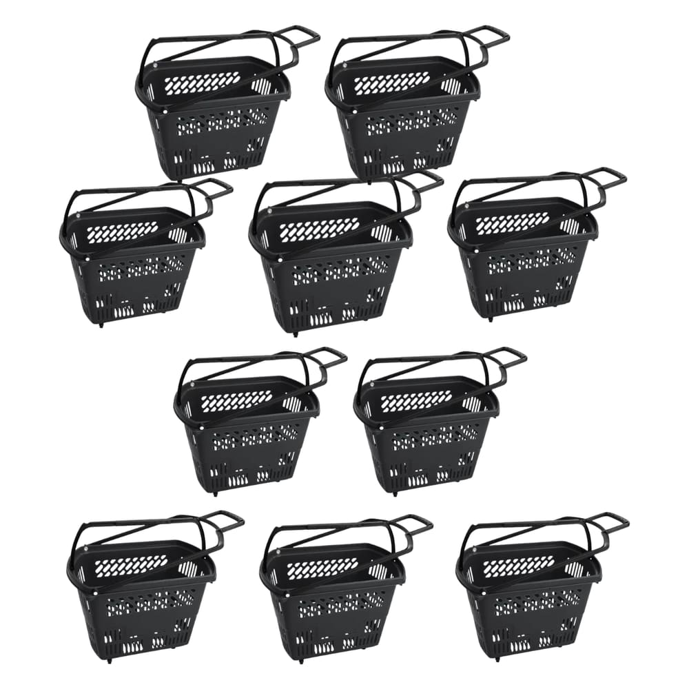 KIT 10 Cesta Plástica de Supermercado 30 Litros C/Rodas