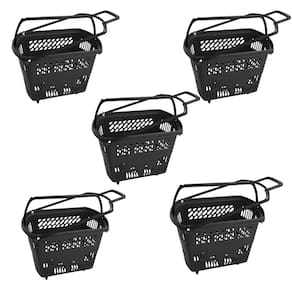 KIT 5 Cesta Plástica de Supermercado 30 Litros C/Rodas
